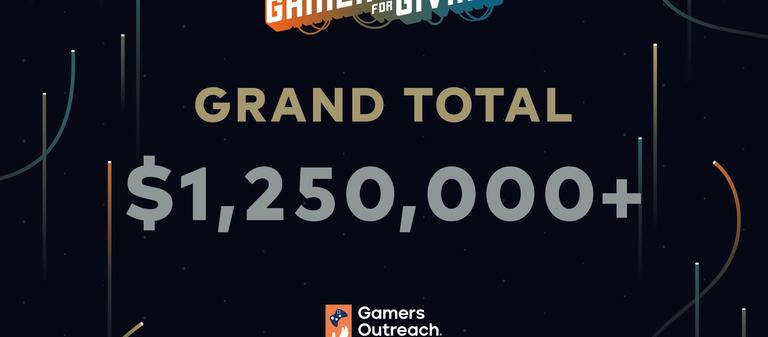 幸运5体彩澳洲五分钟开奖结果 Gamers For Giving 2024 graphic showing the grand total of $1,250,000 fundraised during the event for Gamers Outreach charity programs and initiatives.